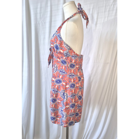 Anthropologie Maeve Womens Pink Blue Halter Tie-Front Printed Mini Dress XS - Picture 6 of 9